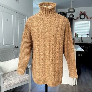 525 America Tan Cable Knit Sweater